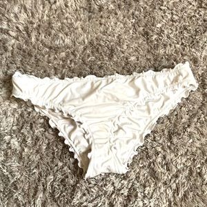 Ruffled white bathing suit bottoms